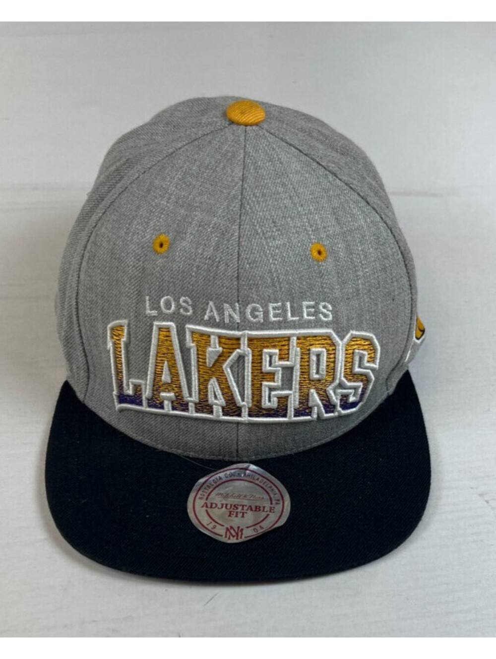 Mitchell Ness Los Angeles Lakers Snapback Hat Gray Purple Retro NBA Cap